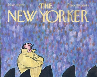 1972 Vintage New Yorker Magazine Cover, November 11, Charles Saxon Original Cover Art, Football
