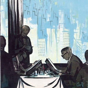 1960 Vintage New Yorker Cover, January 16 (Arthur Getz), Original New Yorker Magazine Cover, New York City, Business Lunch