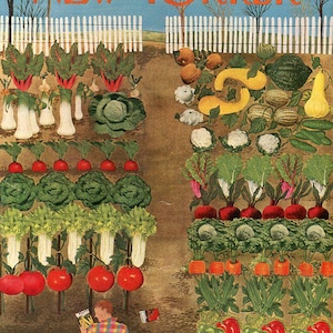 1952 Vintage New Yorker Cover, May 17 (Ilonka Karasz), Original New Yorker Magazine Cover, Gardening, Vegetables