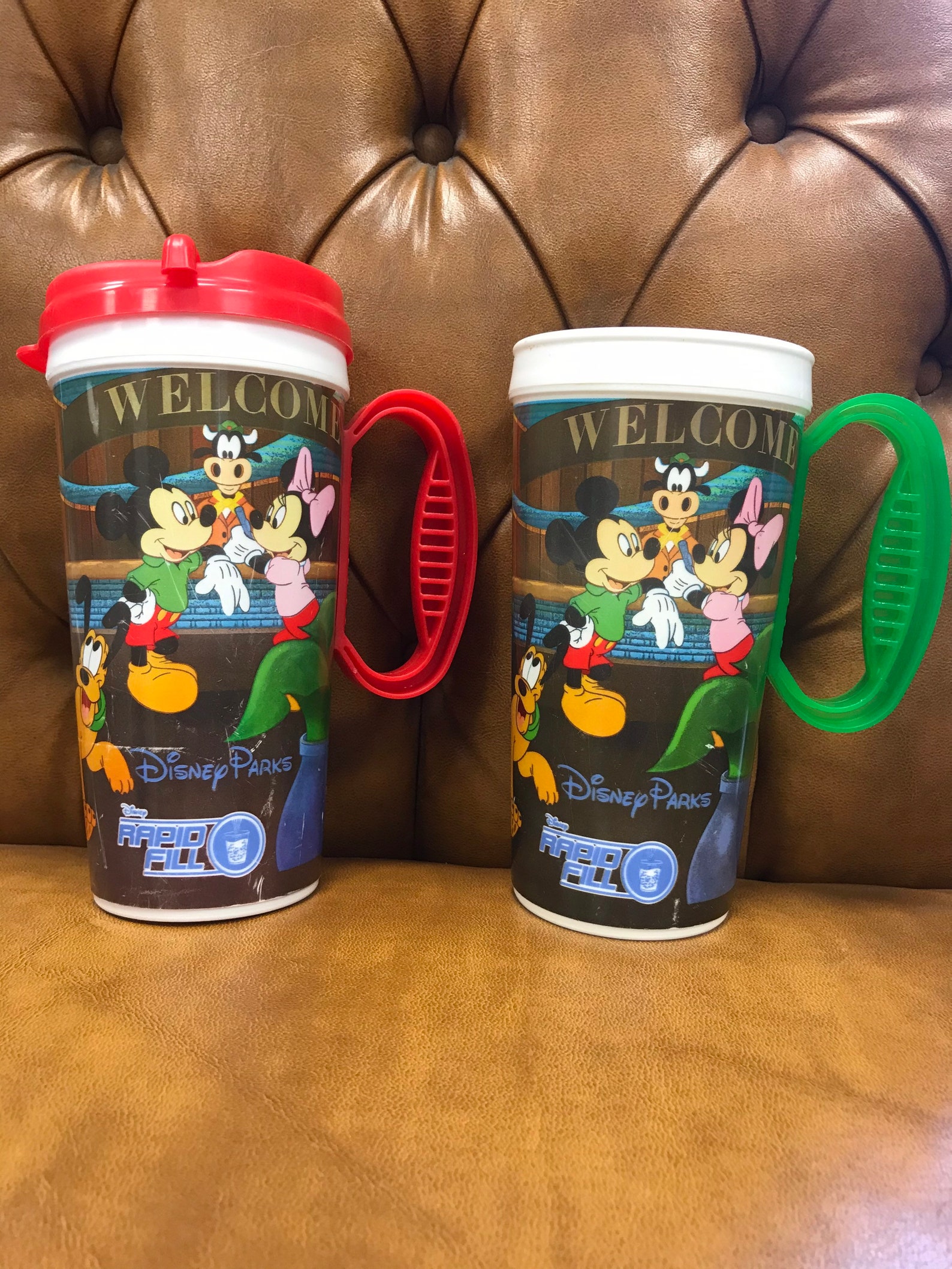 Walt Disney World rapid fill refillable mugs. Donald Pluto Etsy