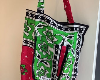 African Fabric Folding Shopping Bag