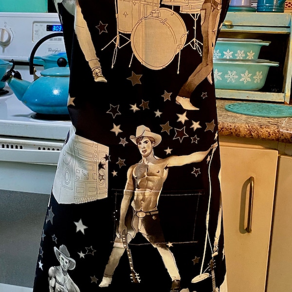 HONKYTONK COWBOYS apron - full length apron with nifty pie box for gifting