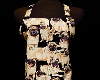 PUGS APRON - Full Length Apron (with nifty pie box for gifting) - other breeds also available