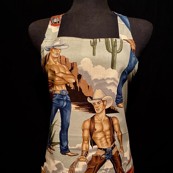 HUNKY COWBOYS APRON - Full Length Apron (with nifty pie box for gifting)