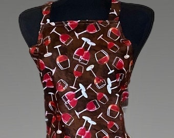 WINE GLASSES APRON (Tossed) - Full Length Apron (with nifty pie box for gifting)