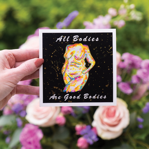 All Bodies Are Good Bodies: body positivity, matte paper, line art, lgbt, inclusive, dietitian gifts