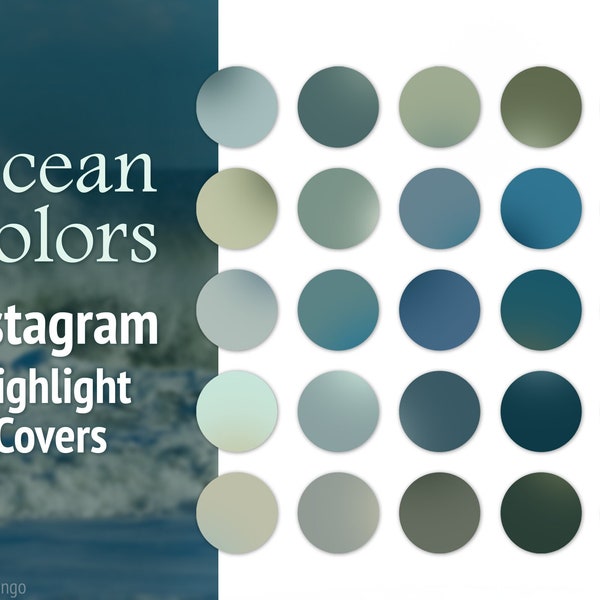 25 Blue Green Instagram Highlight Covers, Ocean Gradient Highlight Icons, Earth Tone Story Covers, IG Highlights, Teal Highlights