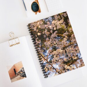 Cherry Blossom Spiral Notebook, Floral Lined Journal, Spring flower Notebook, Mother&#39;s Day Stationery Gift, Gifts for her