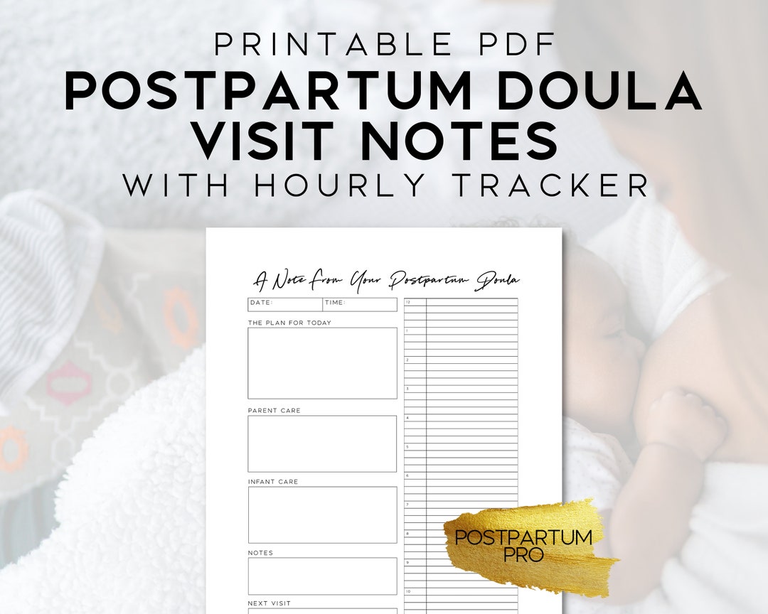 Postpartum Doula Visit Notes, Printable and Digital Sheet for Client