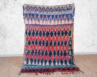 Vintage Moroccan Boujaad Rug - Colorful Wool and Cotton