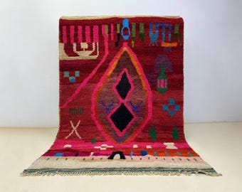 Moroccan rug , Dark red Beni ourain rug , Custom handmade rug , Wool Area rug , Area Rugs for Living room , Berber rug , Moroccan rug