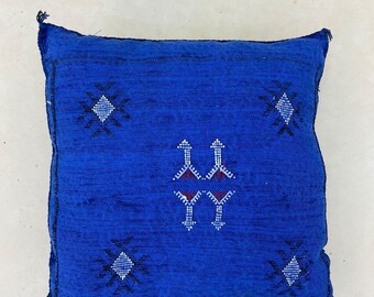 Moroccan Cactus Silk Pillow, Boho Cushion Cover, Sabra Throw, Artisan Decorative, Luxury Soft Silk, Ethnic Home Accent