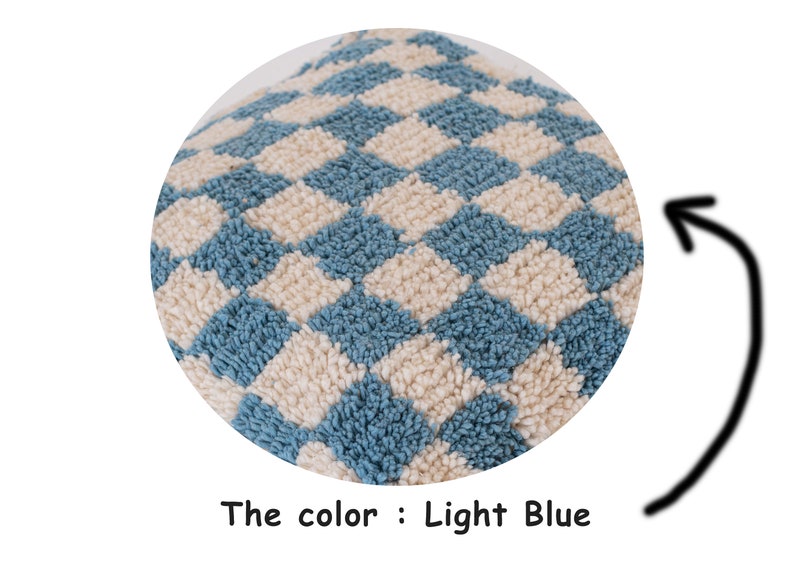 Light Blue Custom Checkered Moroccan Rug / Made to Order Etsy