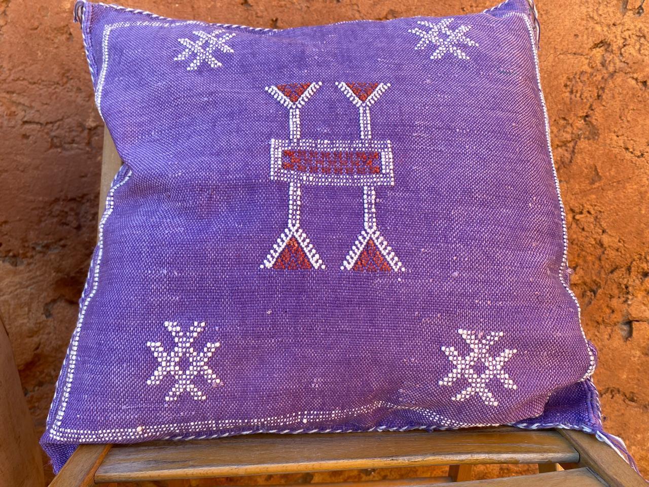 Moroccan Cactus Silk Pillow Cover, Hand Woven Berber Cushion, Boho Chic Throw, Artisan Luxury Accent, Ethnic Home Decor, Unique Gift