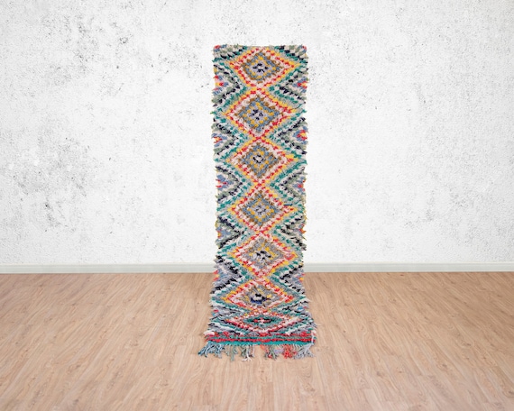 ベルベルウールランナー：カラフルなモロッコ風ヴィンテージラグ（8.5