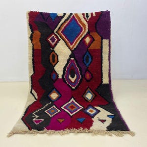 Moroccan Berber Rug, Bohemian Wool Carpet, Artistic Design Rug, Custom Tribal Elegance, Hand Knotted Durable Wool, Unique Living Room Decor