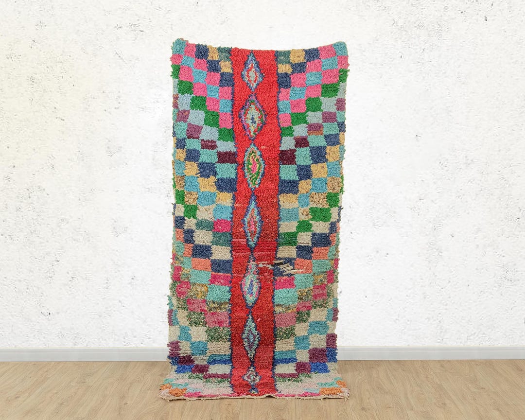 Vibrant Rag Rug Berber Rag Rug: Vibrant Boho Colors - Wool and Cotton Blend - Etsy