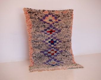 Boujaad Area Rug, Geometric Old Rug, Berber Handwoven Carpet, Tribal Motifs Design, Kids Play Room, Chemical Free, Washable Textile