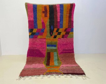 Handmade Pink Moroccan Rug, Soft and Plush Textured Rug, Bohemian Home Decor, Cozy Pink Area Rug with Tassels, Shaggy Carpet for Living Room