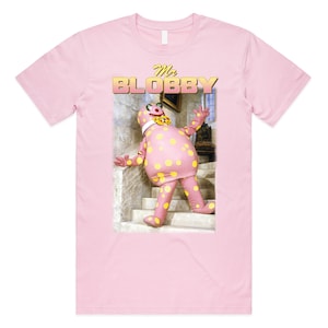 Mr Blobby Homage T-shirt Tee Top Funny UK Tribute Gift for TV 90&#39;s Icon Legend Noel