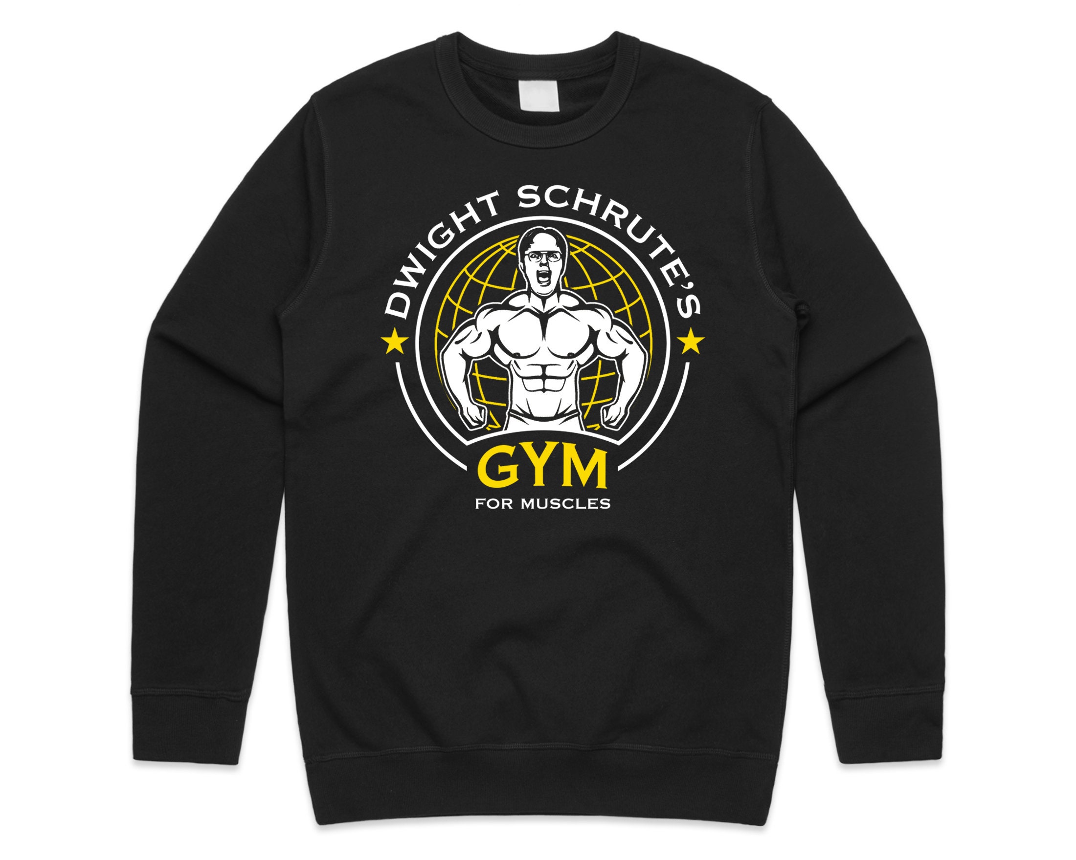 Dwight Schrute’s Gym For Muscles Jumper Sweater Sweatshirt Funny Us Office Dwight’s Bodybuilder Fitness Weightlifting Squat Gift