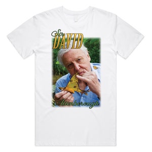 Sir David Attenborough Homage T-shirt Tee Top Retro 90&#39;s Vintage Funny Icon