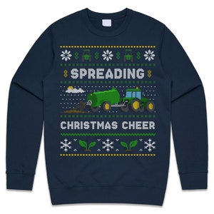 Spreading Christmas Cheer Green Farming Jumper Sweater Sweatshirt Kids Adults Funny Farmer Tractor Dad Son Xmas Gift