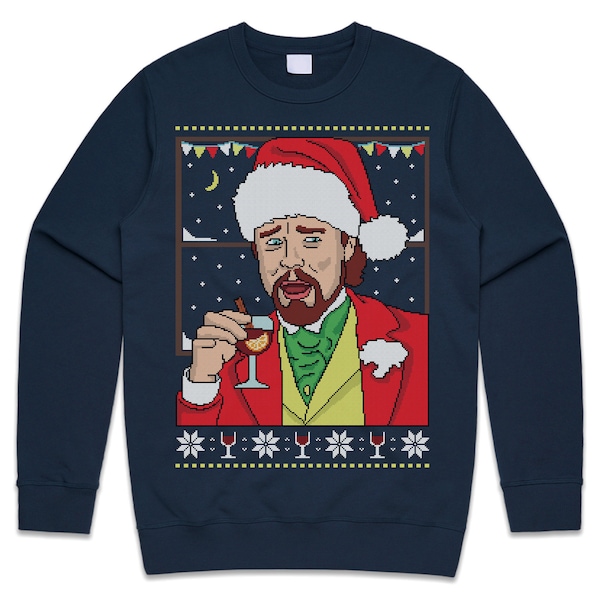 Leonardo DiCaprio Meme Christmas Jumper Sweater Sweatshirt Funny Drinking Laughing Xmas Viral Gift