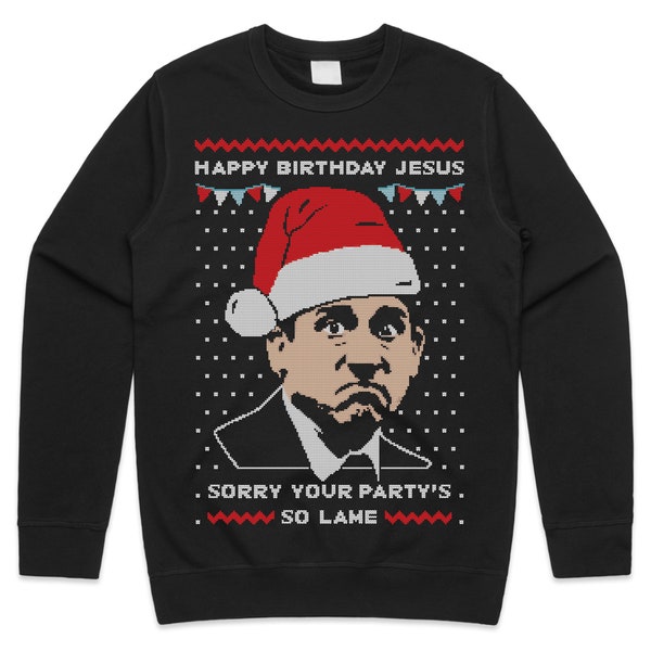 Michael Scott pull de Noël pull sweat bureau américain joyeux anniversaire jésus noël drôle