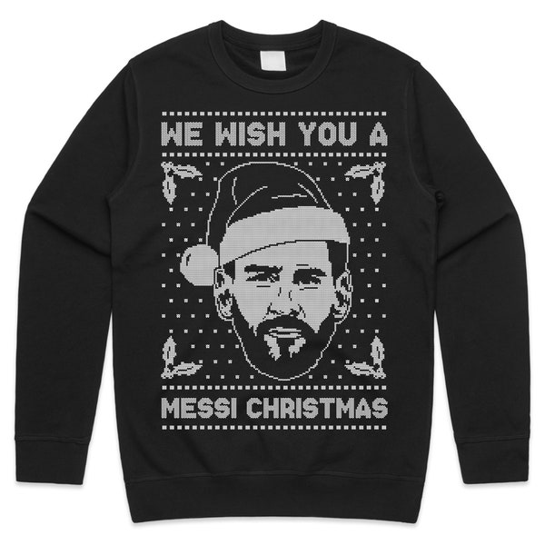 We Wish You A Messi Christmas Jumper Sweater Sweatshirt Kids Adults Xmas Funny Argentina Football World Cup