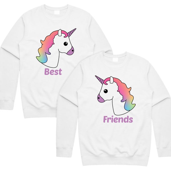 Unicorn Best Friends Matching Jumper Sweater Sweatshirt Set Babes BFF's Squad Funny Gift