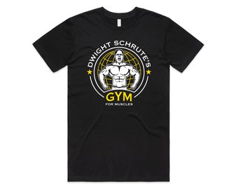 Dwight Schrute's Gym For Muscles T-shirt Tee Top Funny US Office Dwight's Gym Bodybuilder Fitness Haltérophilie Squat Cadeau
