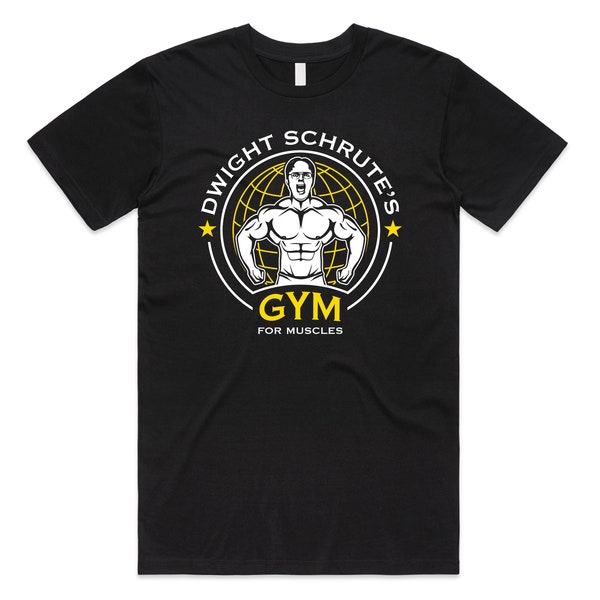 Dwight Schrute's Gym For Muscles T-Shirt T-Shirt Top Lustiges US Büro Dwight's Gym Bodybuilder Fitness Weightlifting Squat Geschenk