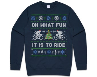 Cycling Oh What Fun It Is To Ride Jumper Sweater Sweatshirt Kids Adults Christmas Bicycle Cycle Gift Xmas