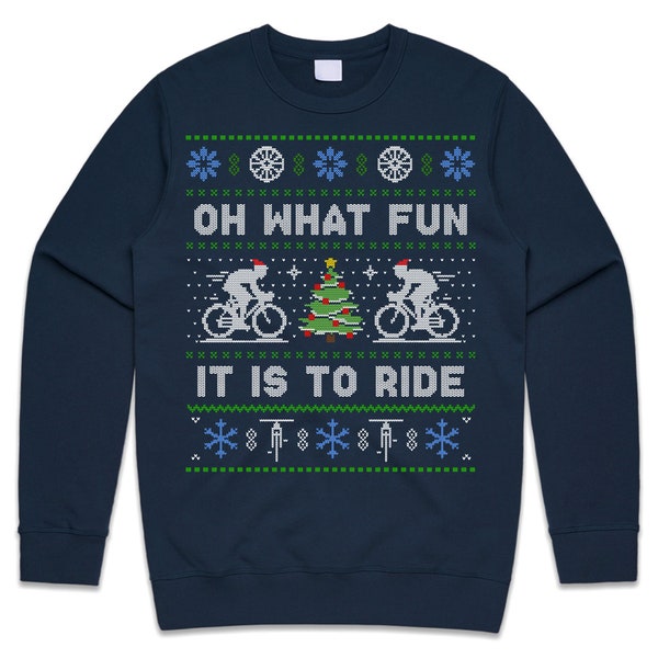 Cycling Oh What Fun It Is To Ride Jumper Sweater Sweatshirt Kids Adults Christmas Bicycle Cycle Gift Xmas