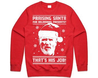 Roy Keane Christmas Jumper Sweater Sweatshirt Funny Ugly Xmas Gift Praising Santa For Delivering Presents That’s His Job