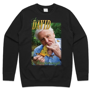 Sir David Attenborough Homage Jumper Sweater Sweatshirt Retro 90&#39;s Vintage Funny Icon