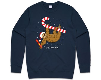 Slo Ho Ho Sloth Christmas Jumper Sweater Sweatshirt Xmas Funny Merry Slothmas Cute Xmas