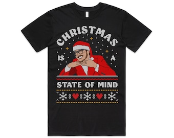Christmas Is A State Of Mind Pedro Pascal Xmas T-Shirt Tee Top Daddy Funny Gift 90s Gift Meme