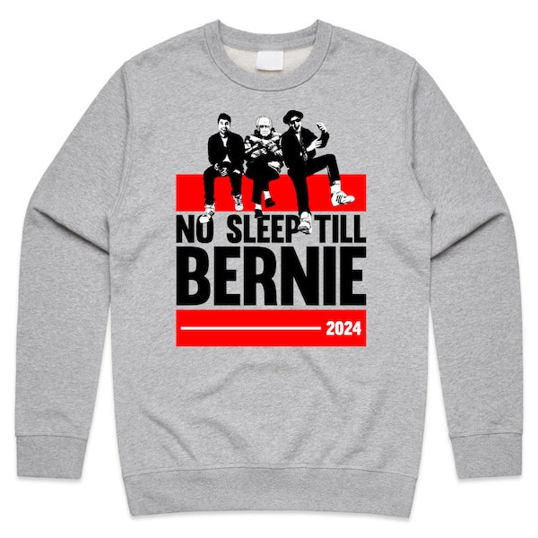 No Sleep Till Bernie Sanders 2024 Jumper Sweater Sweatshirt Funny Sitting Mittens Meme Brooklyn USA Vote For Bernie