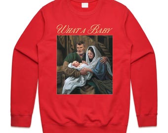 Roy Keane What A Big Baby Christmas Jumper Sweatshirt Funny Football Sweater Festive Footballer Pundit Manchester Ugly Xmas Gift
