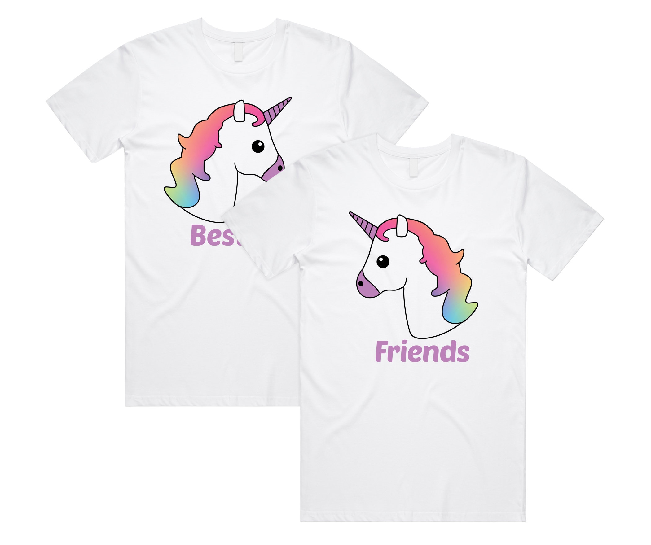 Unicorn Best Friends Matching T-Shirts Tees Tops Set Babes BFF's Squad Funny Gift