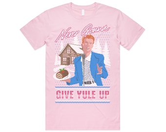 Never Gonna Give Yule Up Christmas T-shirt Tee Top Funny Rick Astley Rick Roll Meme Retro 80’s Neon Give You Up Gift