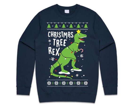 Christmas Tree Rex T rex Jumper Sweater Sweatshirt Kids Adults Dinosaur Festive Xmas Ugly Cute Funny Etsy Canada