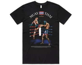 Muay Thai Vintage Style T-shirt Tee Top Graphic Kick Boxing Martial Arts Gift