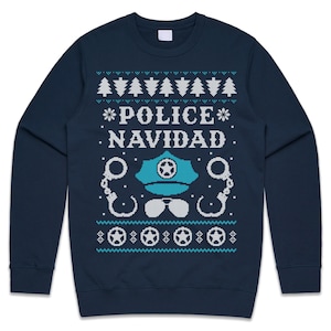 Police Navidad - Personalized Photo Ugly Sweater - Police Officer Gifts for Men
