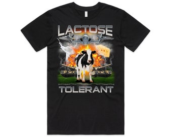 Laktose Tolerant T-Shirt Tee Top Lustige Meme Milch Käse Diät Gym Workout Geschenk Unisex