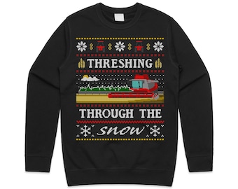 Threshing Through The Snow RedChristmas Jumper Sweater Sweatshirt Xmas Funny Farmer Farming Gift