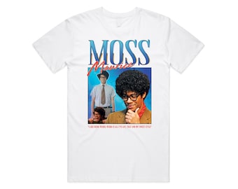 Moss Maurice Homage T-shirt Tee Top Roy Jen IT Nerd Geek TV Show Retro 90's Vintage Funny