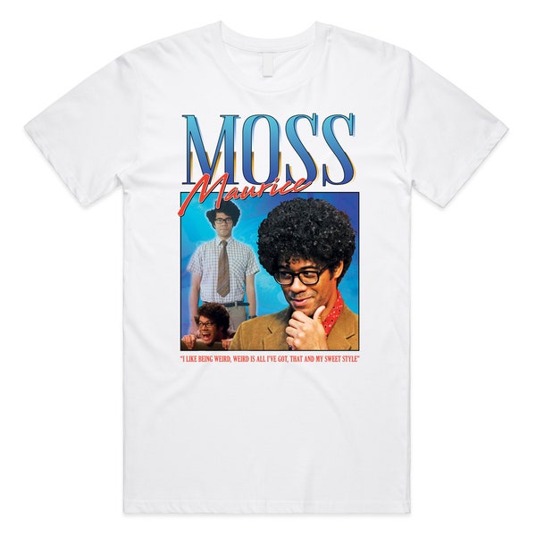 Moss Maurice Hommage T-shirt Tee Top Roy Jen IT Nerd Geek Série télévisée rétro des années 90 vintage drôle